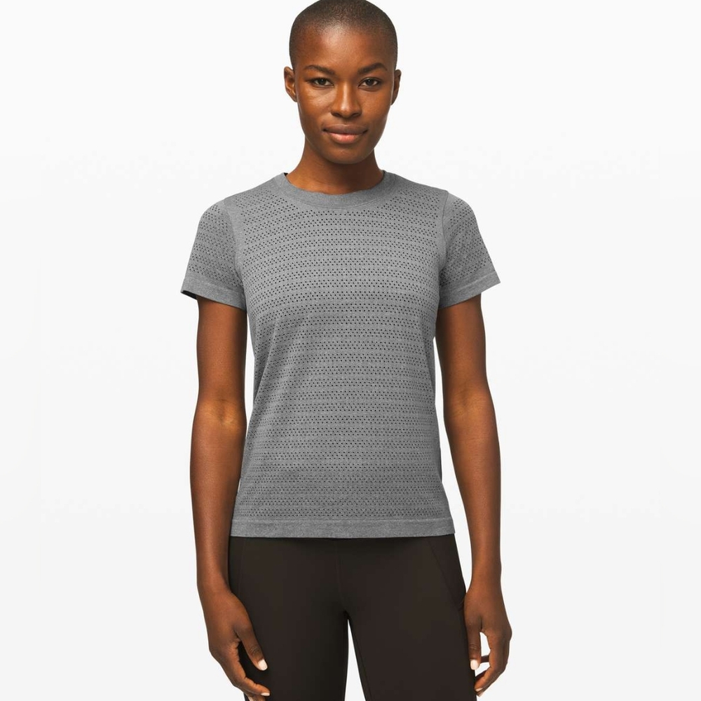 lululemon athletica Gray Short Sleeve Perforated Tee